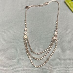 Silver Multi-Strand Necklace with Floral Accents